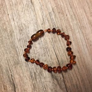Amber teething bracelet or anklet for baby