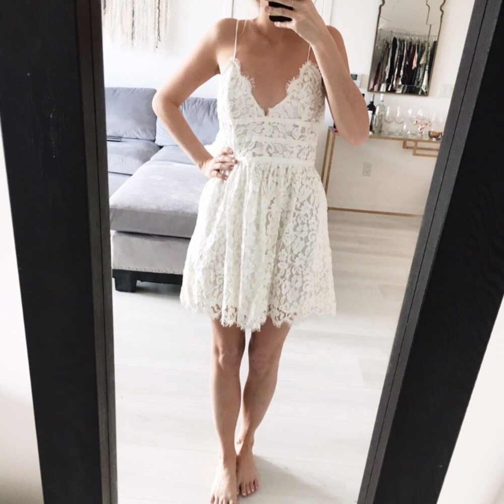 White lace cocktail dress by NBD