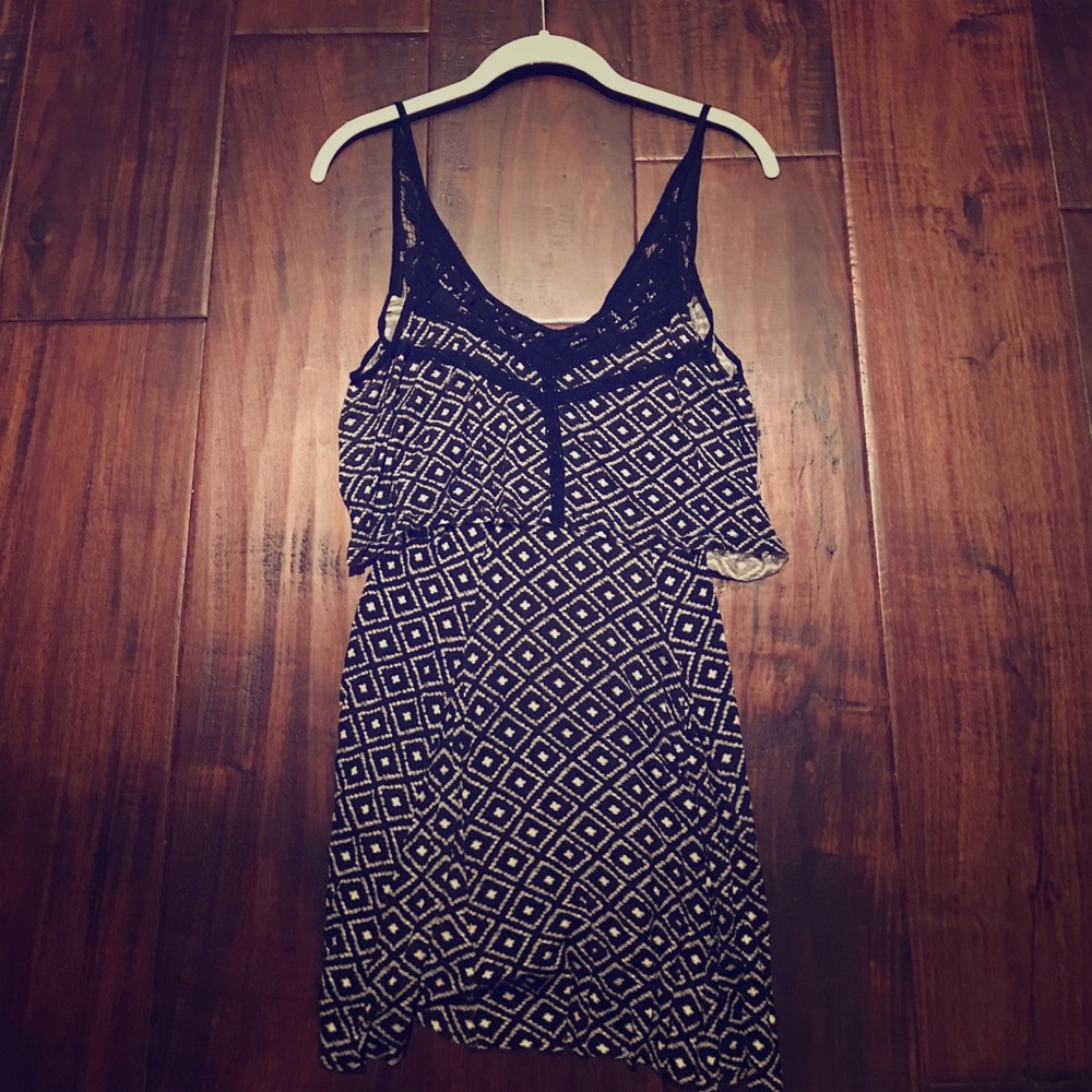 Fun Sun Dress with Navy Blue Pattern