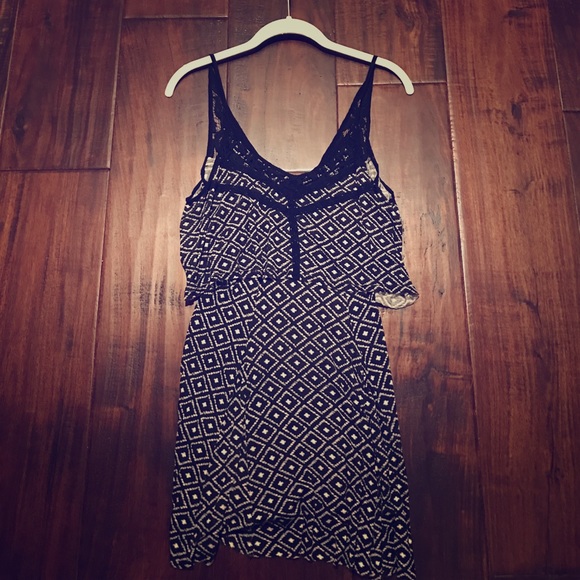 Fun Sun Dress with Navy Blue Pattern - Picture 1 of 2