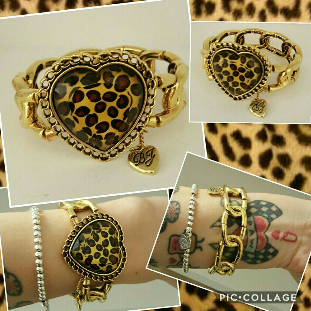 Betsey Johnson Leopard Stretch Gold Bracelet