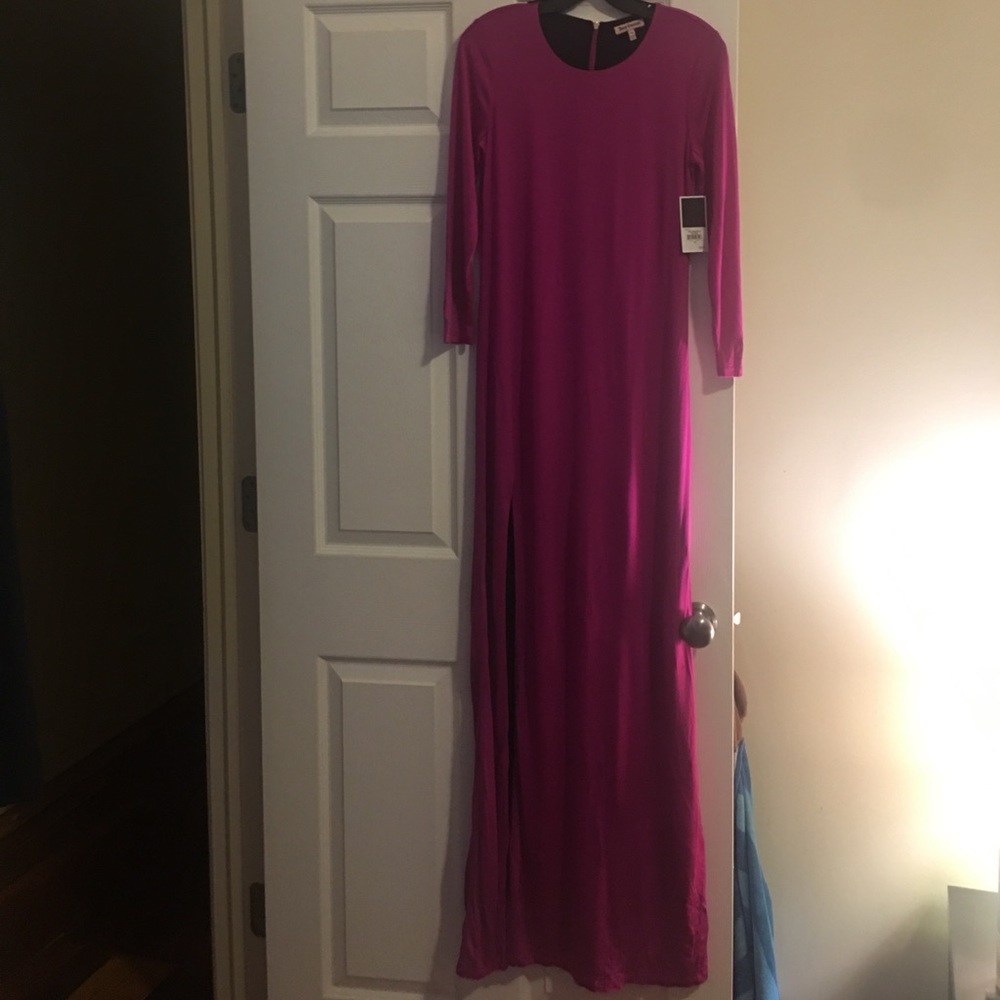 Long Pink Maxi Dress with high Split