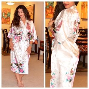 White kimono with peacocks
