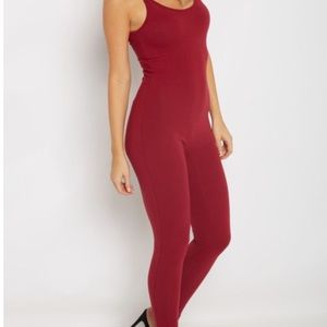 Faux suede burgundy jumpsuit NWT