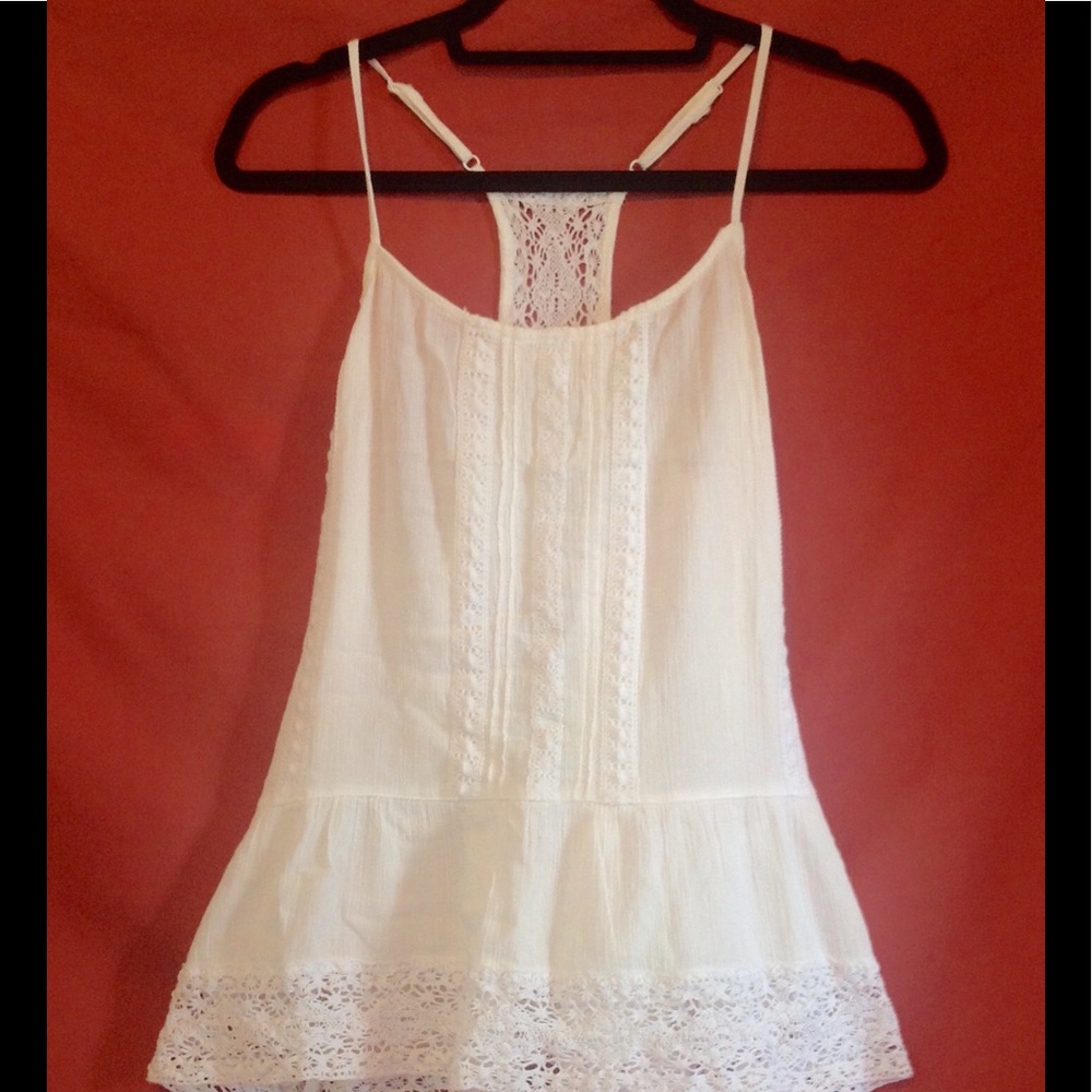 White Mossimo Crochet Racerback