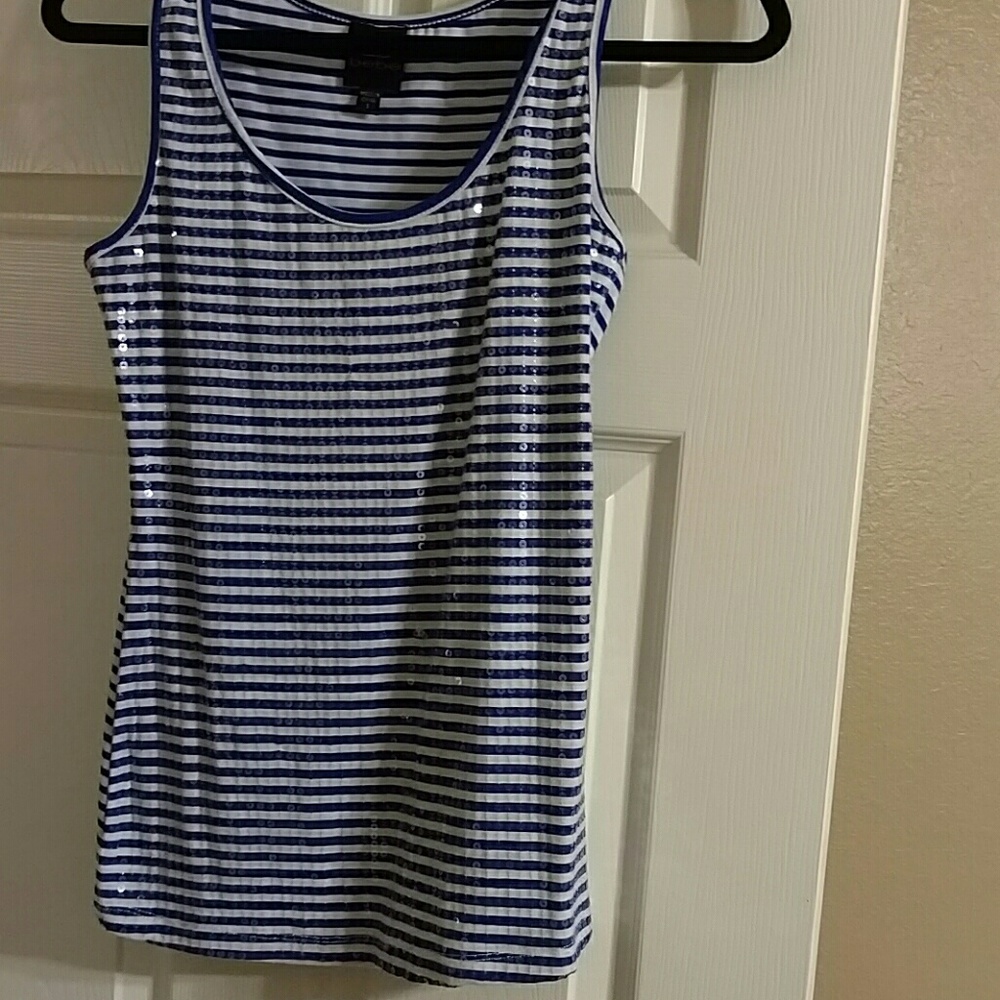 Bebe blue and white striped tank top