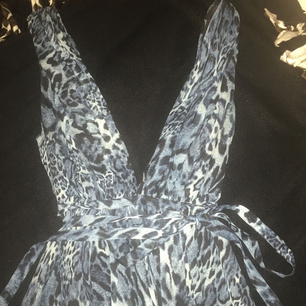 Bebe blue and black Maxi cheetah dress