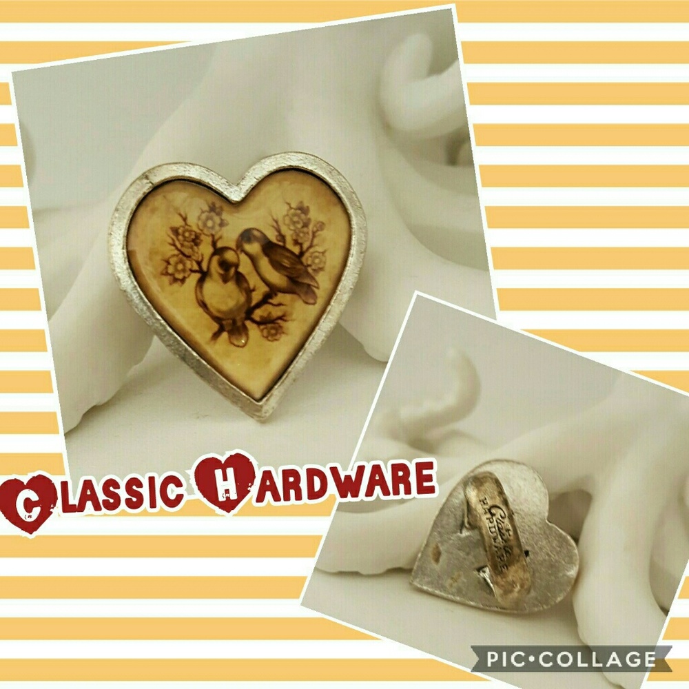 Classic Hardware lovebirds Silver Ring Pinup