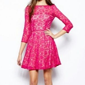 Fushcia lace dress
