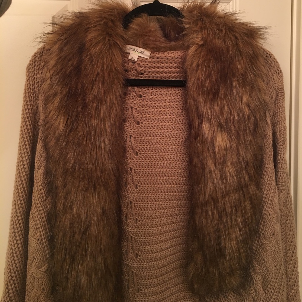 Faux Fur Taylor and Sage Knit Cardigan