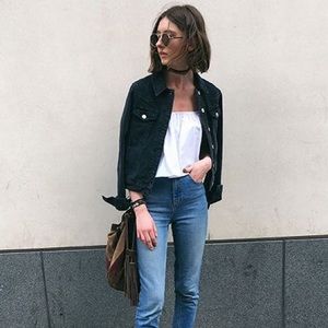 Washed Blacked Denim Jacket