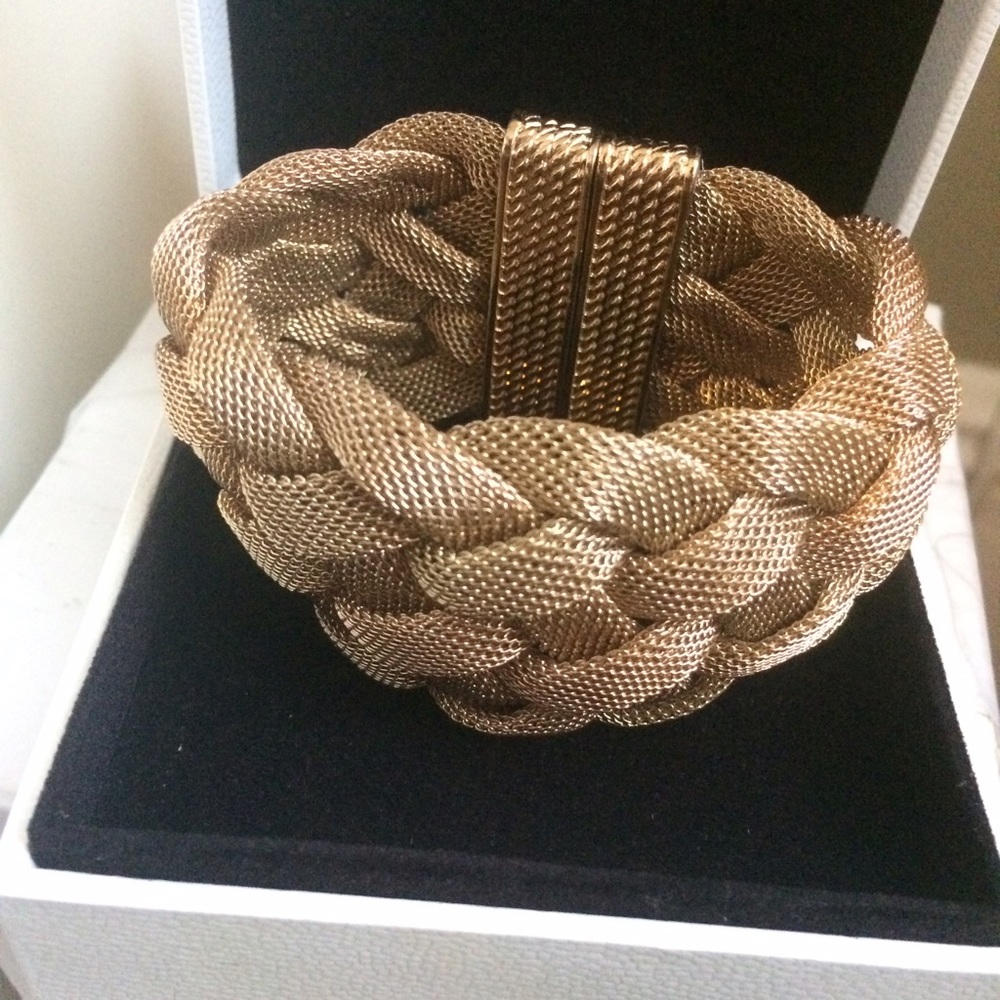Golden Mesh Woven Metal Cuff Bracelet