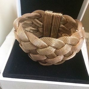 Golden Mesh Woven Metal Cuff Bracelet