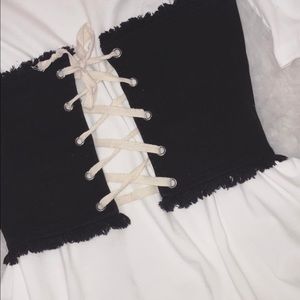 Black Tie-Up Corset
