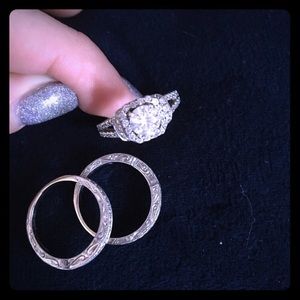 Diamond Engagement Ring & Neil Lane Wedding Bands