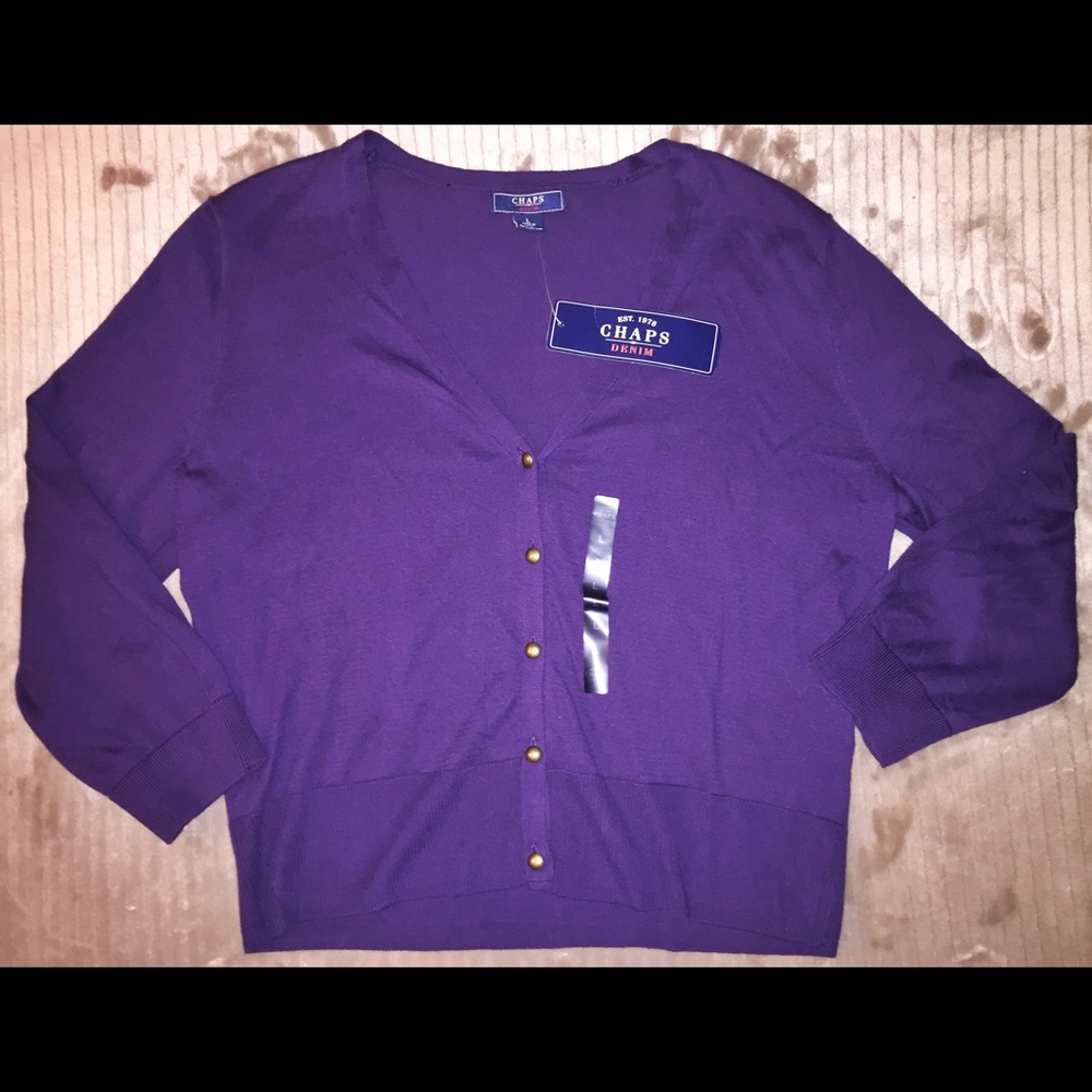 NWT CHAPS Purple Cardigan