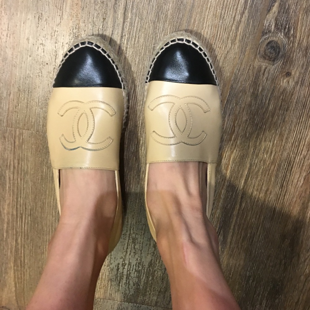 Chanel Beige and Black Espadrilles 2017