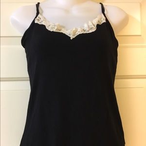 Comfy black camisole with lace trim