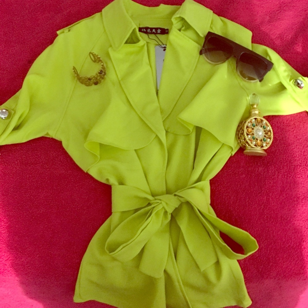 Green jacket with silver button