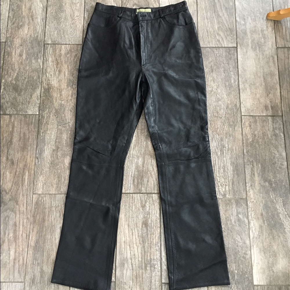 100% Genuine Leather black pant