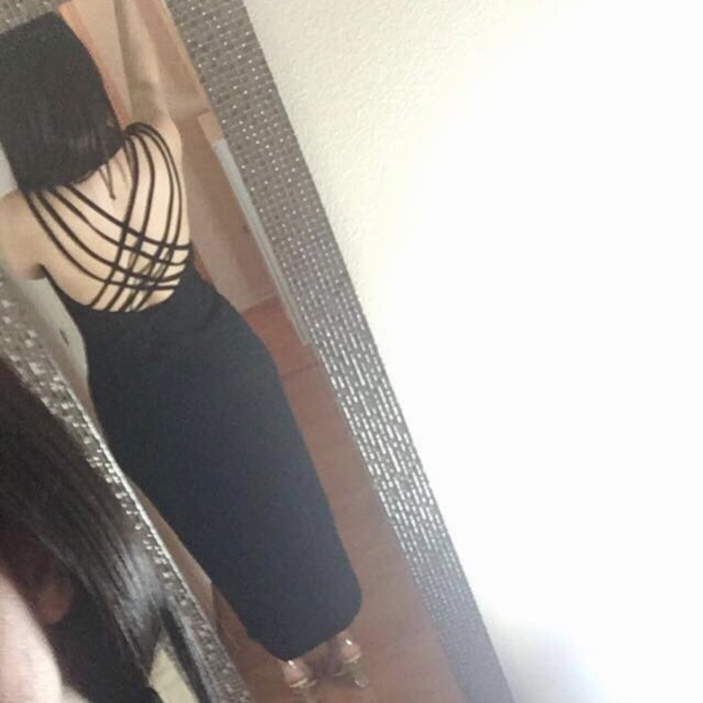 Cardigan/Vest Black Maxi Dress with Detailed Back