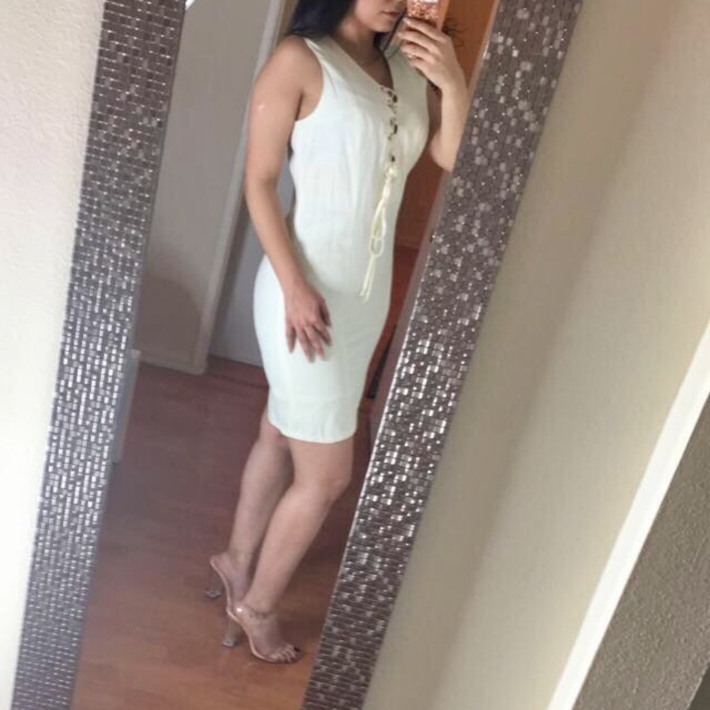 Ivory Midi Dress with Strappy Detail