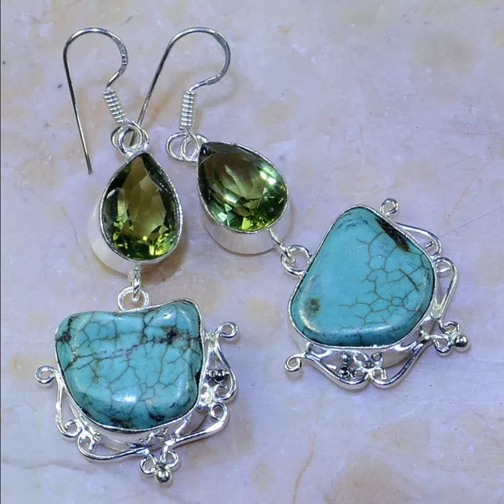 ♥️ price drop♥️ Inlay turquoise /Amethyst earrings
