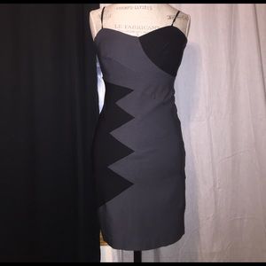 Grey/black zig zag pattern body con mini dress