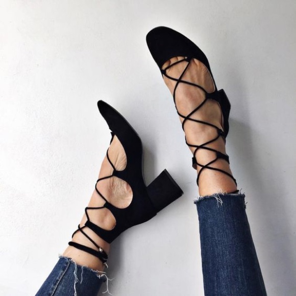 Zara Lace Up Block Heels