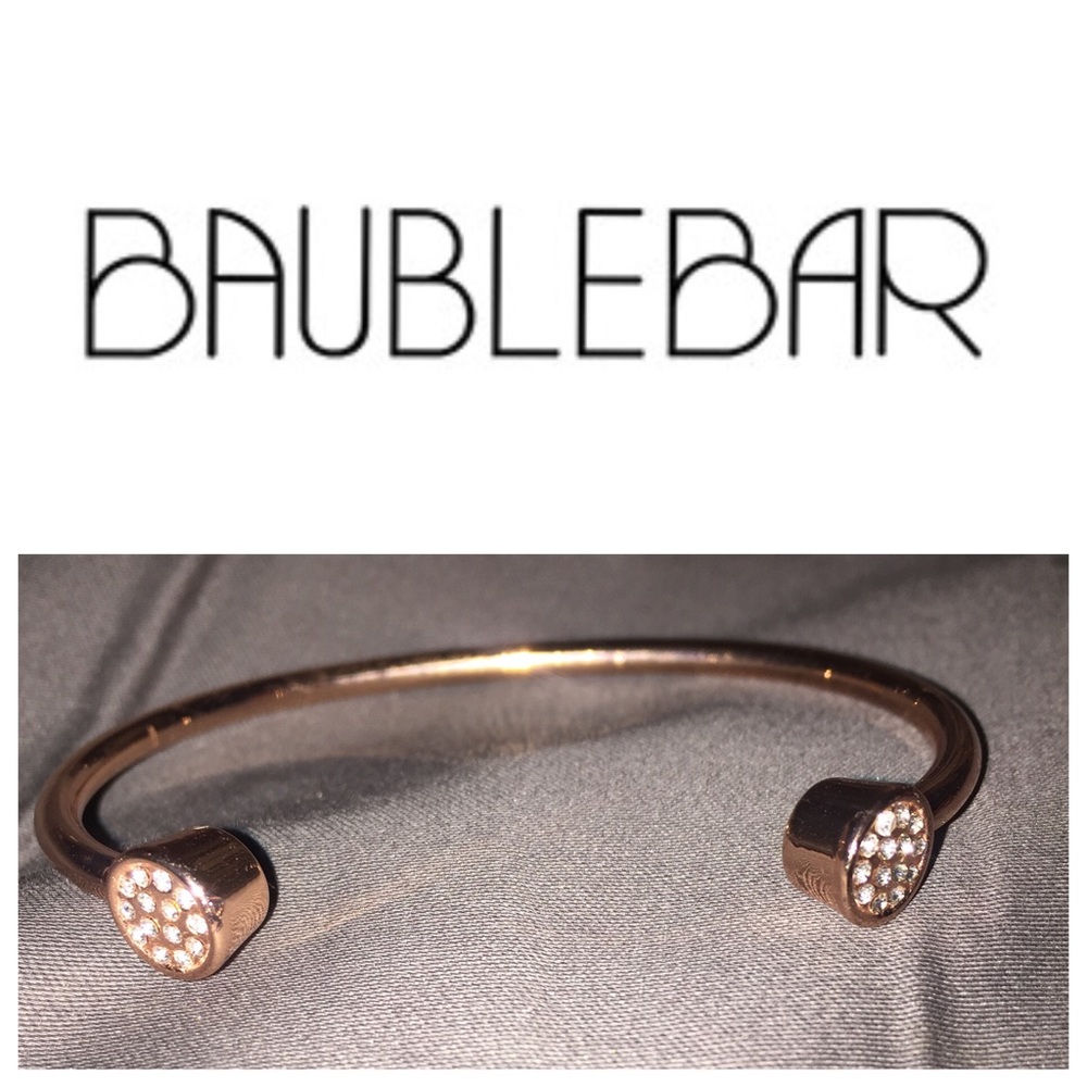 Bauble bar rose gold plated cuff with pave crystal