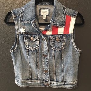 forever 21 american flag jean vest