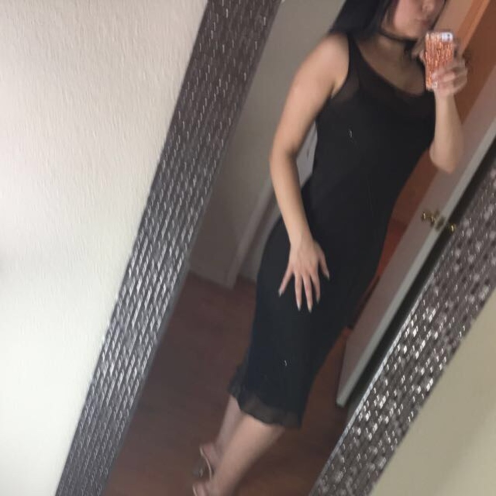 Plain Midi Evening Dress with Embellishments