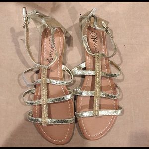 Nature Breeze flat gold sandals. Size 10. New.
