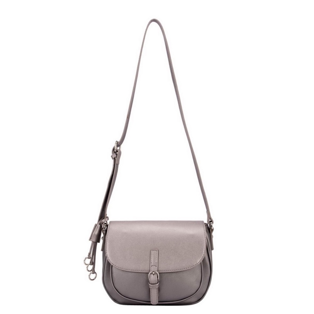 Silver messenger handbag