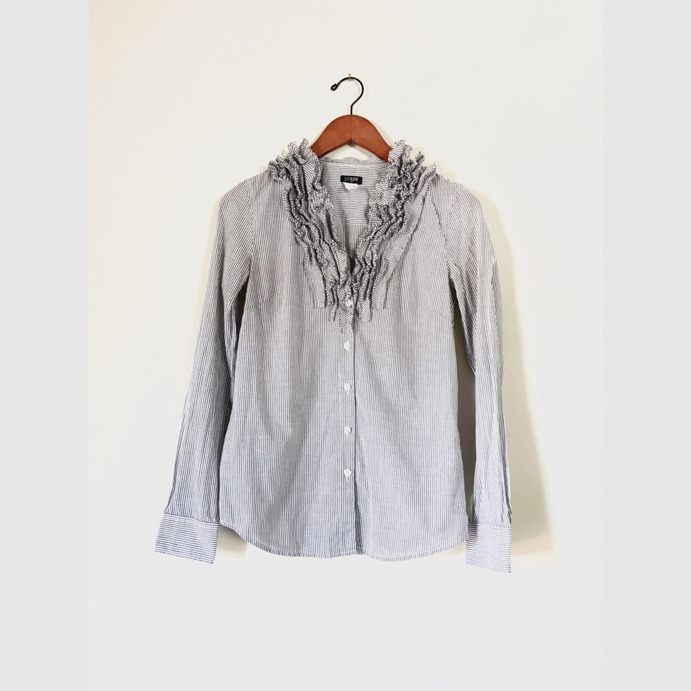 J. Crew Grey Stripe Blouse
