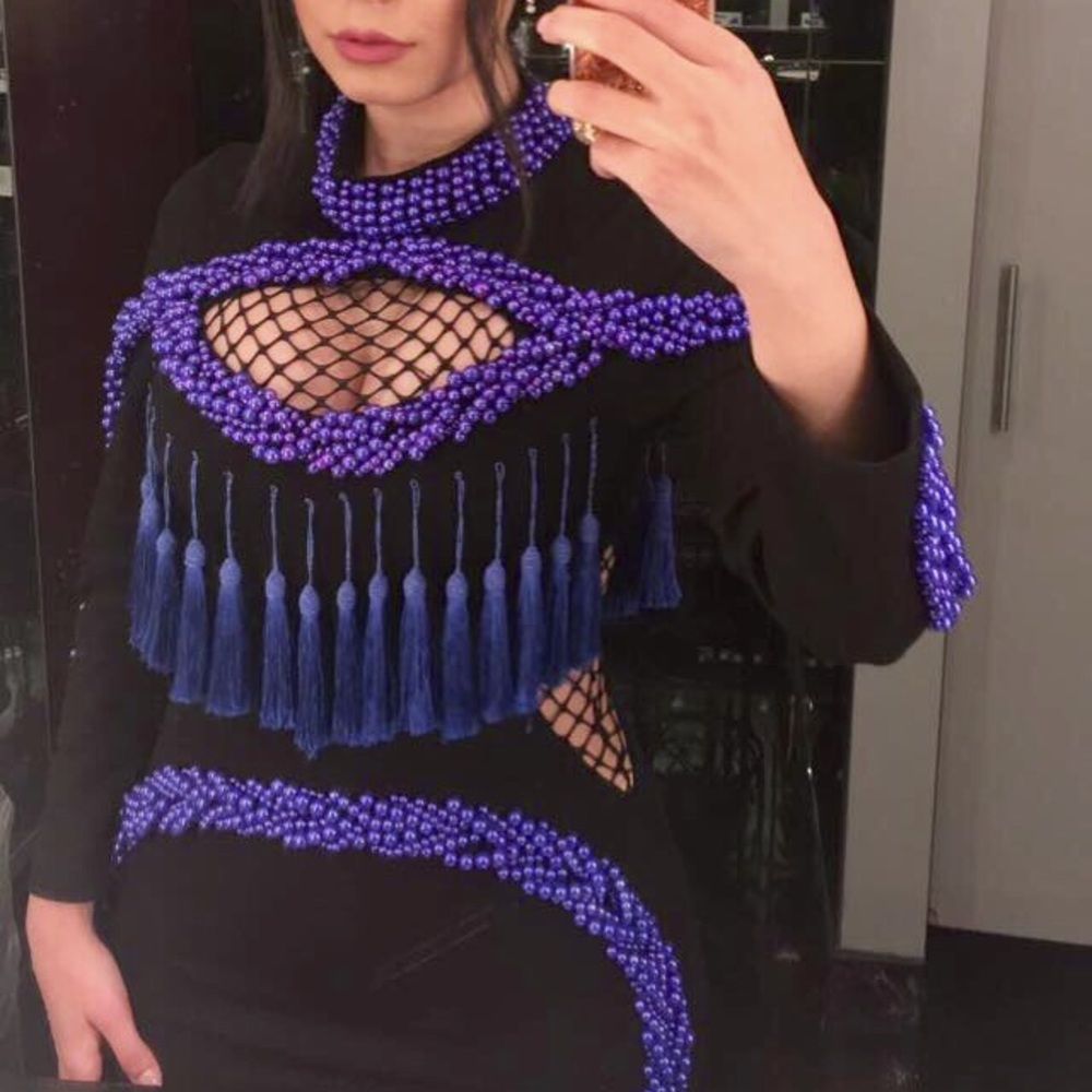 Balmain Inspired Royal Blue Tassel Bandage Dress