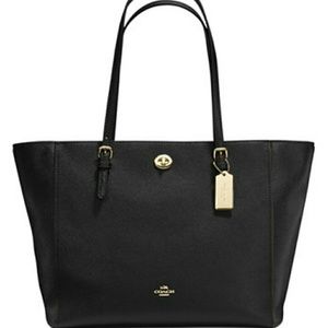 Authentic Coach Turnlock Tote Crossgrain Leather