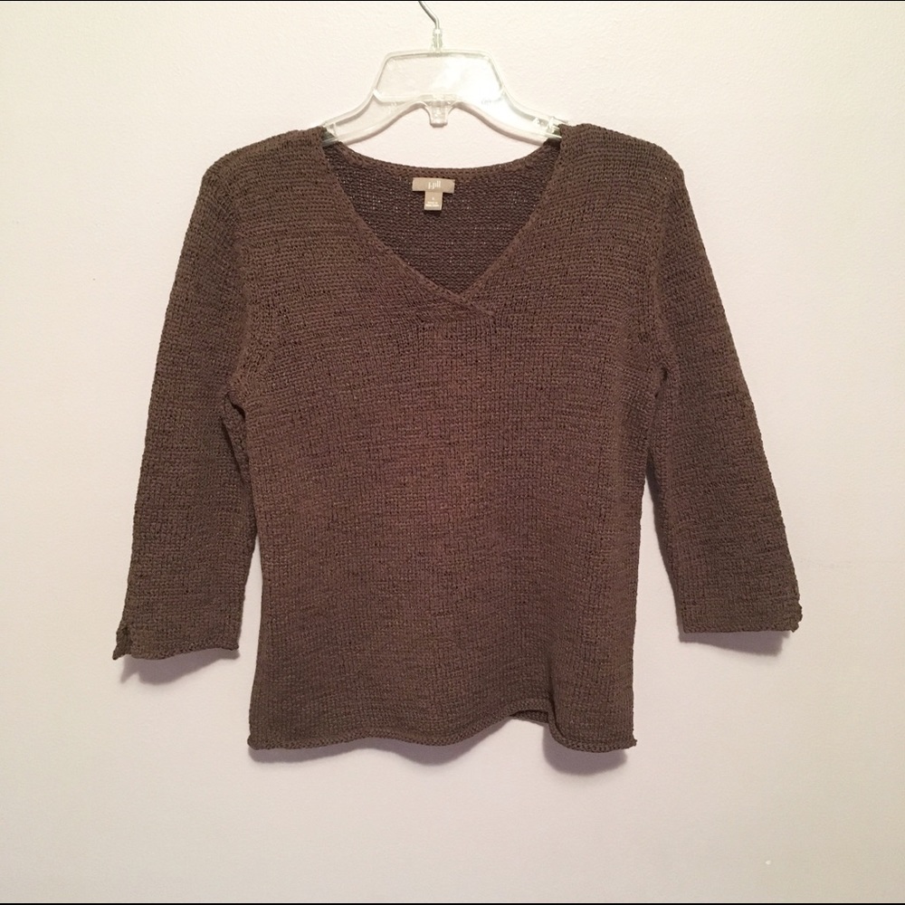 J Jill Slightly Cropped Knitted Sweater V Neck