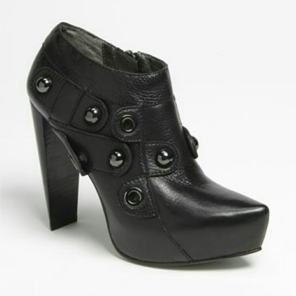 Authentic Leather High Heeled Ankle Booties