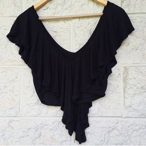 Black off the shoulder ruffle top