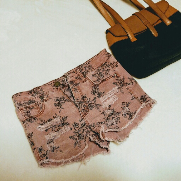 Pants - Denim Jeans Rose Pink Frayed Holes Ripped