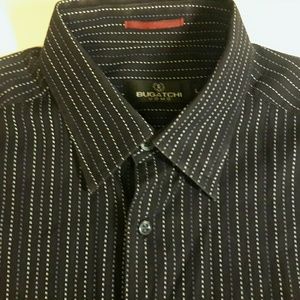 BUGATCHI UOMO Mens Large Black Button Front Shirt