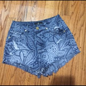 【ANGLAN】Side Paisley Denim Half Shorts Paisley Denim Shorts