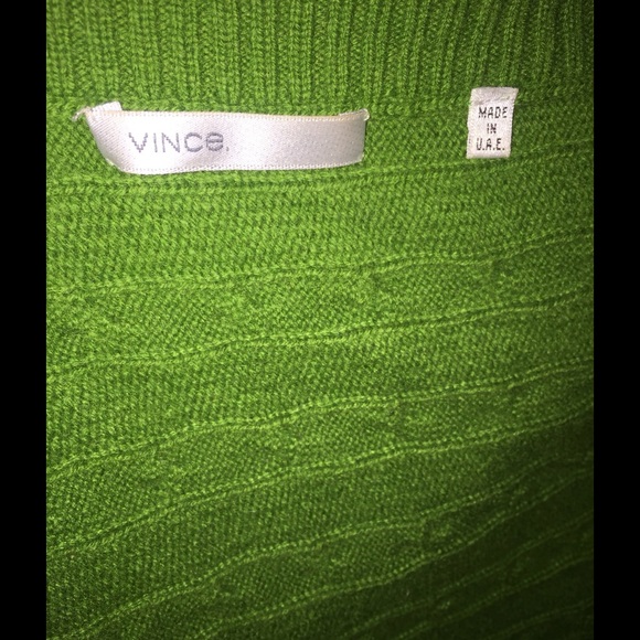 VINCE. Cashmere Green Cable Knit Poncho/ One Size - Picture 3 of 6