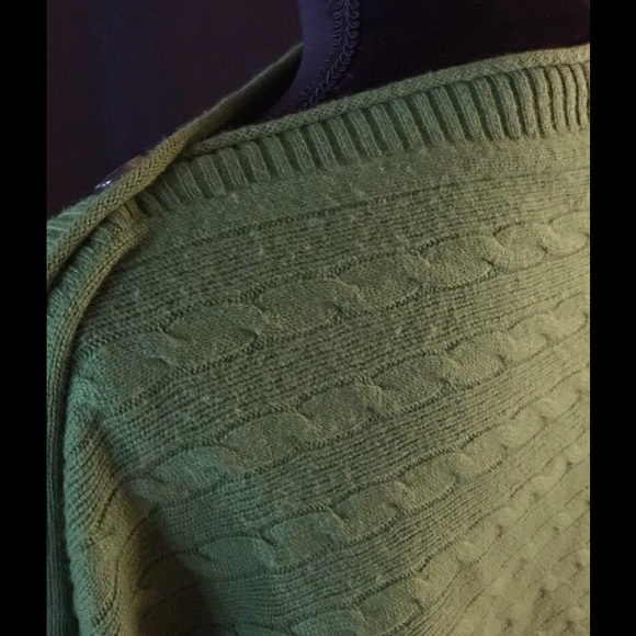 VINCE. Cashmere Green Cable Knit Poncho/ One Size - Picture 5 of 6