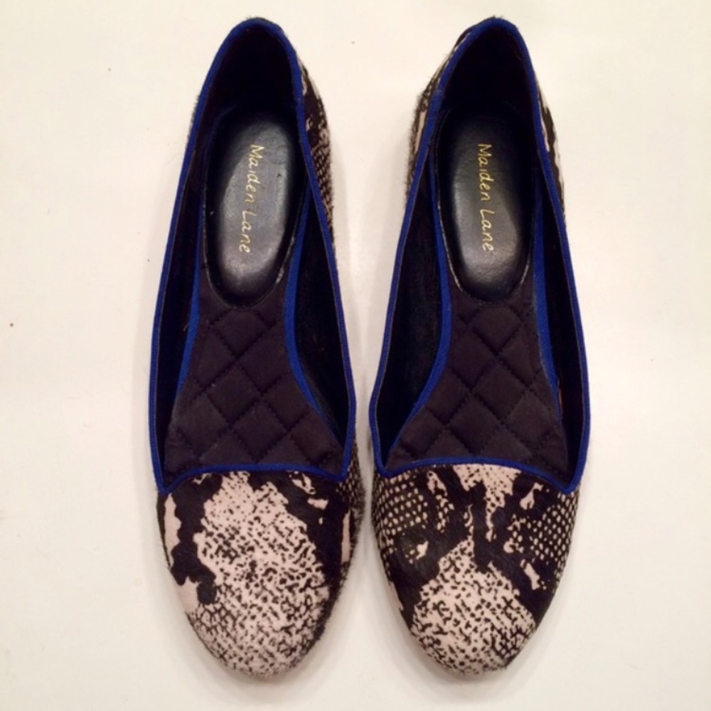 Snake Print Calf Hair Loafers