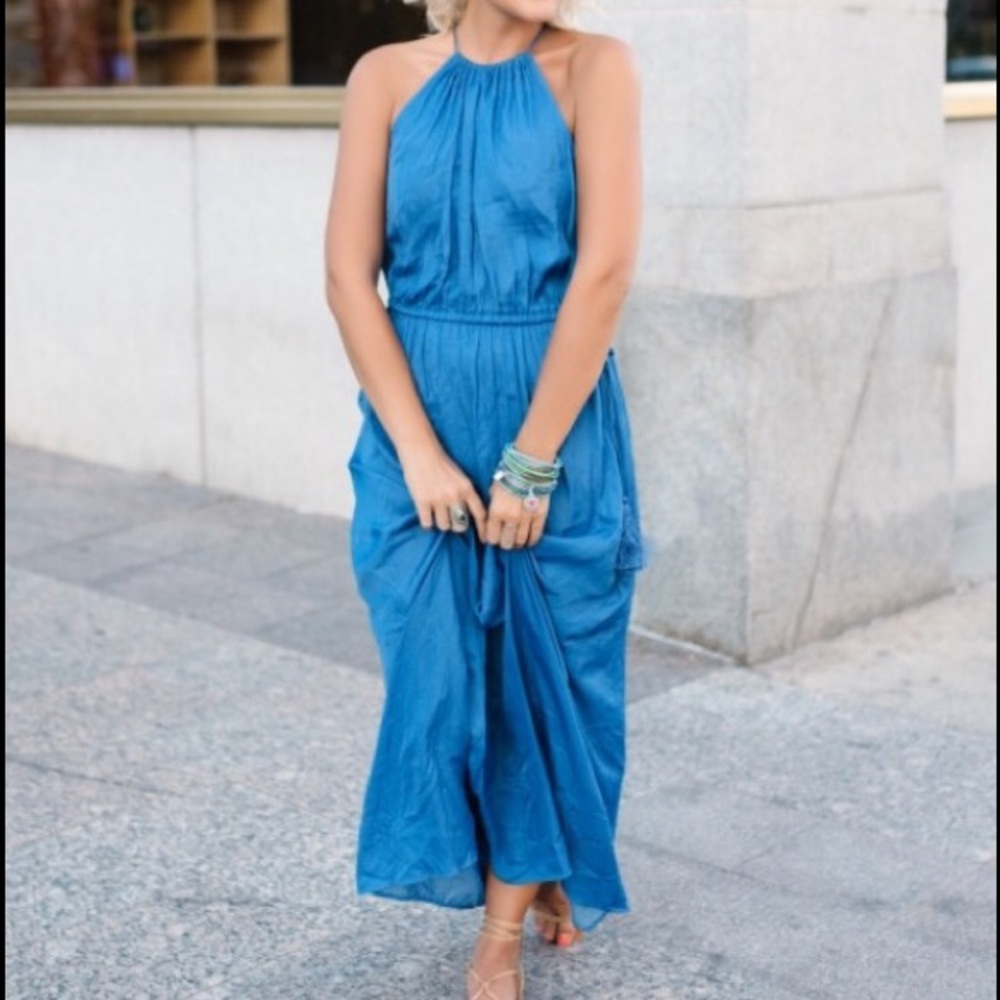 Loft Blue Tassel Maxi Dress - Large