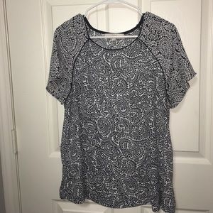 Loft - black and white leaf print top