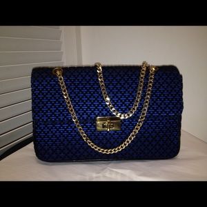 Sold Morris Moskowitz VINTAGE blue gold chain bag