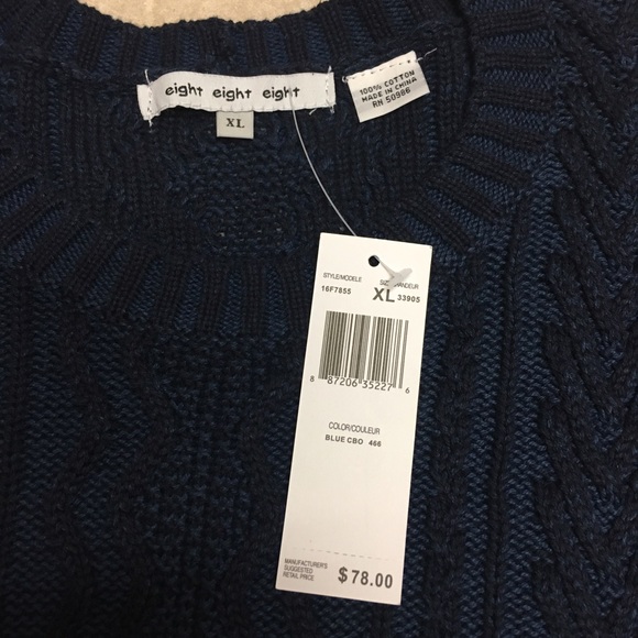 NWT Navy Cable Knit Sweater - Picture 2 of 3